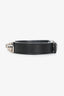 Saint Laurent Black Leather Silver Pyramid Stud 'Trois Clous' Bracelet