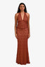 Meshki Brown Lace Halter Top + Maxi Fitted Skirt Set Size S