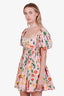 Agua by Agua Bendita Pink Carmela Floral Puff Sleeve Mini Dress Size S