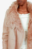 Yves Salomon Pink Lamb Leather and Shearling Reversible Jacket Size 34