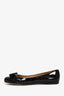 Salvatore Ferragamo Black Patent Leather Bow Detail 'Varina' Flats Size 8.5