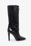 Saint Laurent Black Patent Leather Knee High Boots Size 41