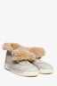 Pre-loved Chanel™ Grey/Beige Leather Sherling High Top Size 37