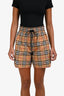 Burberry Tan Cotton Novacheck Drawstring Shorts Size 4