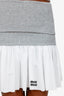 Miu Miu 2025 Grey/White Poplin Jersey Mini Skirt Size 36