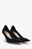 Christian Dior Black Neoprene Pointed Toe Wedge Pumps Size 36