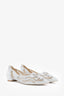 Rene Caovilla White Crystal Embellished Flats Size 37.5