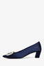 Roger Vivier Navy Satin 'Belle Vivier' Heels Size 37.5