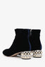 Miu Miu Blue Velvet Embellished Ankle Boots Size 38
