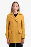 Loro Piana Yellow Cashmere Double-Breasted Collared Midi Coat Size 40