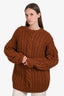 Dôen Brown Alpaca Wool Blend Cable Knit Crewneck Sweater Size XS