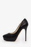 Jimmy Choo Black Sequin Round Toe Platform Heels Size 36.5