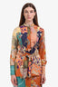 Gucci Multicoloured Silk Patterned Belted Tunic Top Size 40