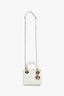 Christian Dior 2022 White Leather Cannage Mini Lady Dior with Chain