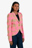Smythe Pink and Brown Checked Puffed Sleeve Blazer Size 6