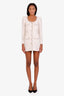 Self-Portrait White Tweed Crystal and Pearl Embellished Mini Dress Size US 4