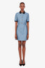 Gucci Blue GG Logo Lamé Dress With Detachable Collar Size 40