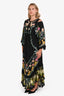 Vilshenko Black Floral Silk Long Sleeve Cold Shoulder Dress Size 16