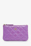 Pre-loved Chanel™ Purple Quilted Patent Leather O-Case Wallet
