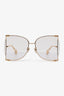 Gucci Gold Tone Clear Lens Butterfly Oversized Sunglasses