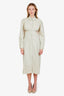 Jacquemus Green Cotton Linen Blend Button Down Open Back Midi Dress Size 40