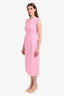 Dolce & Gabbana Light Pink Wool Short Sleeve Front Slit Midi Dress Size 42