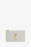 Saint Laurent White Grained Leather Cassandre Matelasse Fragments Card Case