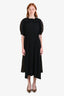 Maison Margiela MM6 Black/Brown Floral Gathered Reversible Midi Dress Size 42