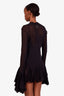 Khaite Black Sheer Ruffled Long Sleeve Mini Dress Estimated Size S