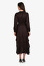 Maje Brown Ruffled Long Sleeve Dress Size 34