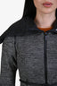 Moncler Grey Fleece Black Down Neckline 'Maglia' Cardigan Size XS