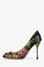 Gucci Black/Multi Floral Embroidered Dionysus Heels Size 37.5