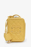 Pre-loved Chanel™ 2019 Yellow Caviar Leather Vertical Filigree Vanity Case