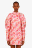 Rotate Birger Christensen Pink/White Floral Puff-Sleeve Dress Size 38