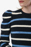 Derek Lam 10 Crosby Navy Striped Alpaca Merino Puff Shoulder Sweater Size XS