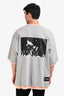 WE11DONE Grey/Neon Orange Reversible Gig T-Shirt Size L Mens