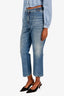 Pre-loved Chanel™ 2025 Blue Denim Logo Jeans Size 42