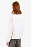 Loewe Cream Silk Logo Embroidered Long Sleeve Button-Down Shirt Size 0
