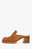 Hermès Suede Goatskin Shearling 'Flore 60' Heeled Mules Size 39