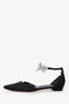Manolo Blahnik Black Silk Embellishment D'Orsay Flats Size 36.5