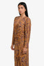 Veronica Beard Mustard Paisley Print Silk 'Ferrara' Ruched Maxi Dress Size 4
