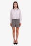 Sandro Black/White Wool Houndstooth High Waisted Zipper Shorts Size 36