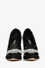 Dolce & Gabbana Black Lace Crystal Bow Heels Size 38