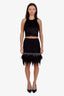 Balmain Black Tweed Feather Chain Sequin Fringe Mini Skirt Size 38