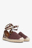 Valentino Burgundy Leather Espadrille Flats Size 35