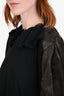 Maison Margiela MM6 Black/Brown Floral Gathered Reversible Midi Dress Size 42