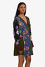 Diane von Furstenberg Black/Multicolour Silk Long Sleeve Mini Dress Size XS