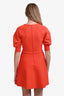 Christian Dior Orange Knit Three-Quarter Sleeve V-Neck A-Line Dress Size 6
