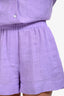 Smythe Purple Linen Shirt Shorts Set Size S+M