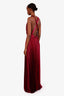 Zac Posen Burgundy Pleated V-Neck Gown Size 8